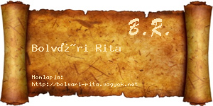 Bolvári Rita névjegykártya