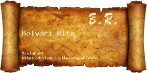 Bolvári Rita névjegykártya